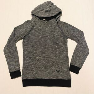 Roxy Hoodie Shirt Size Large Scuba 3 Button Neck Zip Pockets